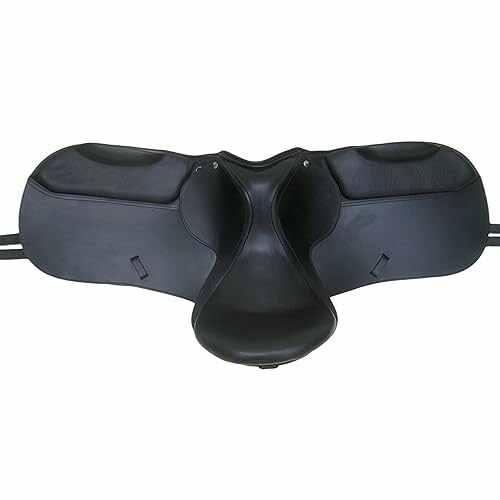 Black motorcycle seat with ergonomic design.