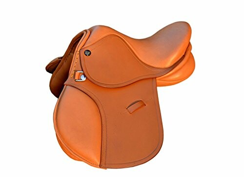 Brown leather horse saddle on white background